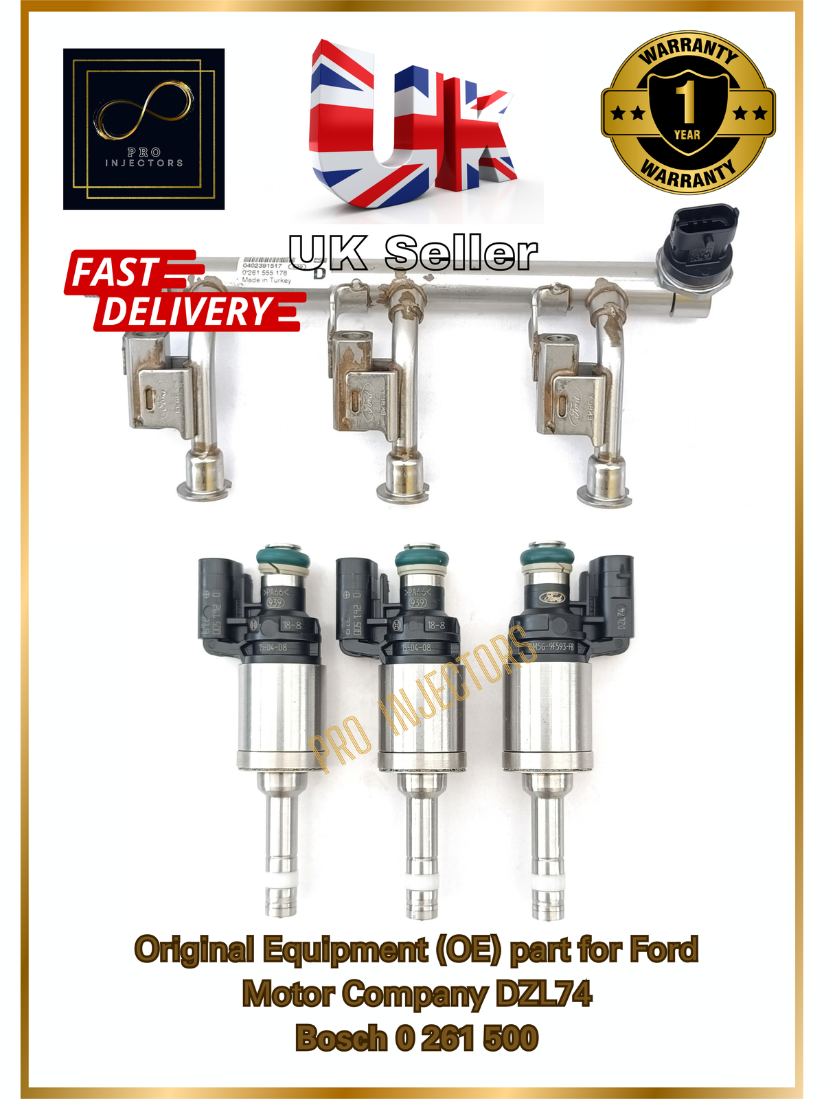 1x GENUINE OE FoMoCo FUEL INJECTOR for FORD Focus, Fiesta, C-MAX 1.0L EcoBoost DZL74