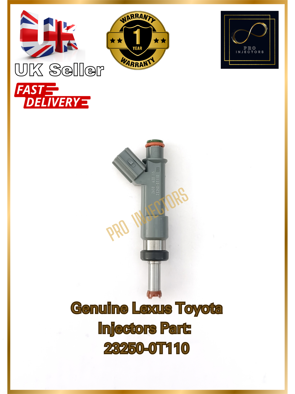 4 Genuine DENSO OEM Fuel injectors + Rail For TOYOTA LEXUS 1.8L PART 23250-0T110