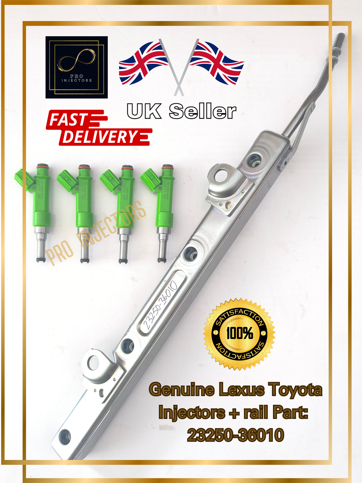 4 Genuine DENSO OEM Fuel injectors + Rail For TOYOTA LEXUS 2.5L HYBRID PART 23250-36010