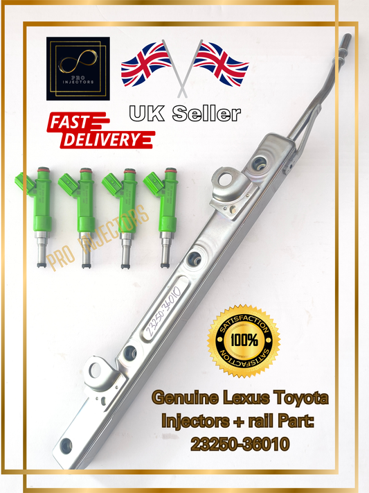 4 Genuine DENSO OEM Fuel injectors + Rail For TOYOTA LEXUS 2.5L HYBRID PART 23250-36010