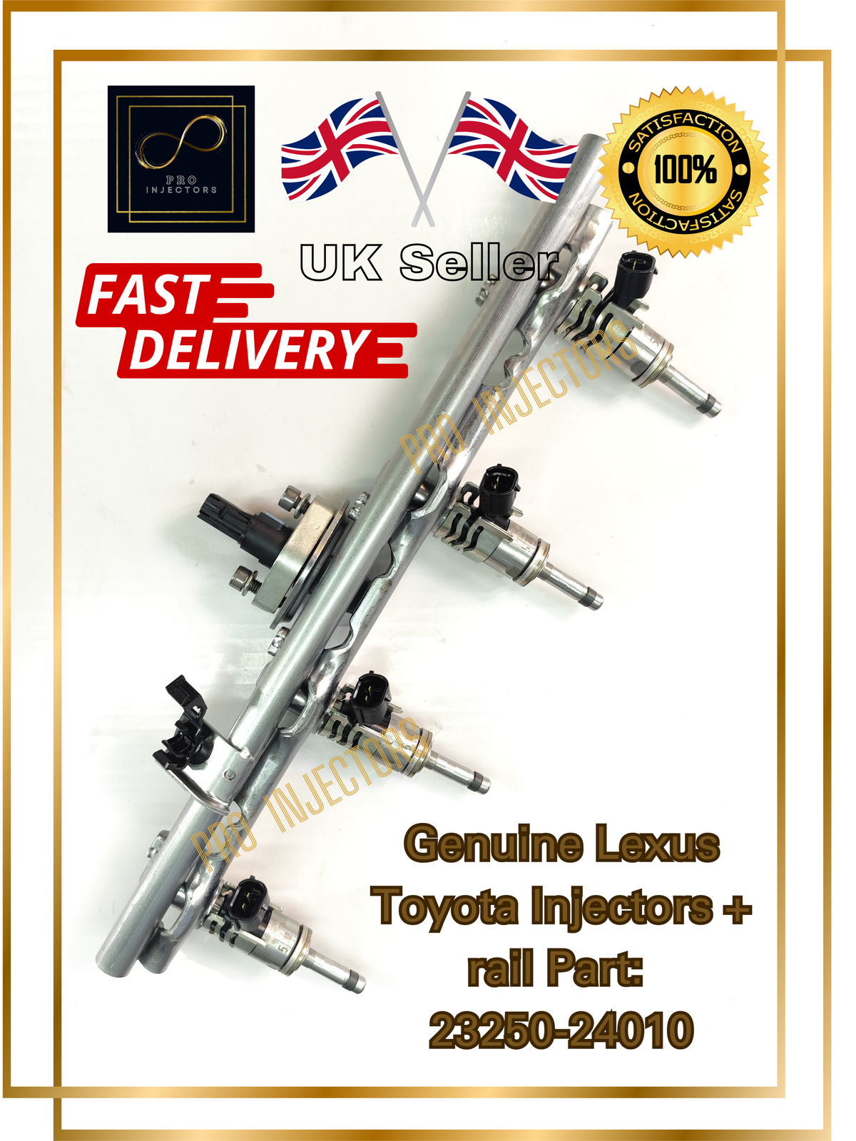 4 Genuine DENSO OEM Fuel injectors + Rail For TOYOTA LEXUS 2.0L HYBRID PART 23250-24010