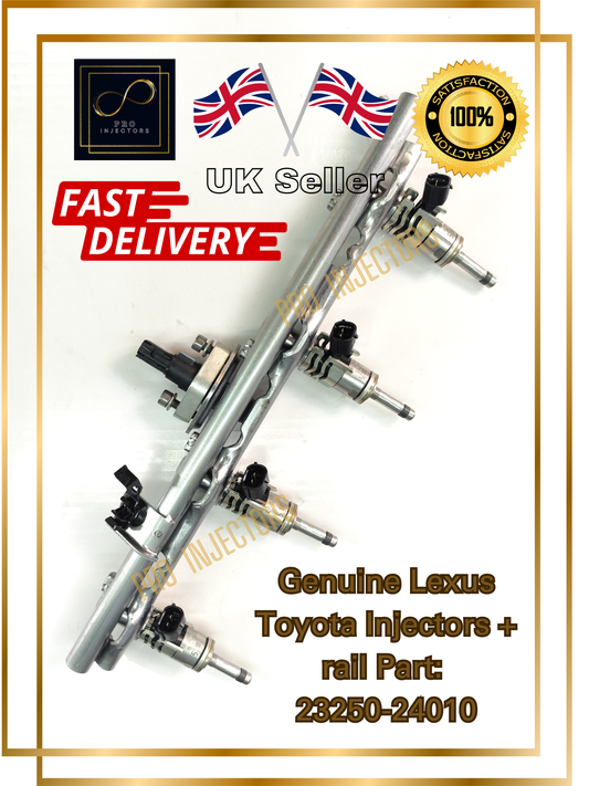 4 Genuine DENSO OEM Fuel injectors + Rail For TOYOTA LEXUS 2.0L HYBRID PART 23250-24010
