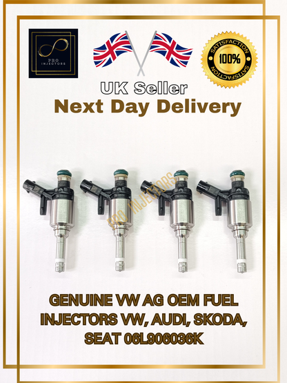 4x GENUINE VW AG OEM FUEL INJECTORS VW, AUDI, SKODA, SEAT 06L906036K