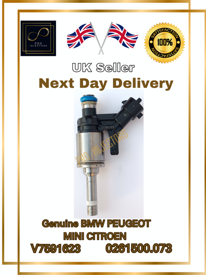 4 x GENUINE GmbH OEM FUEL INJECTORS+RAIL BMW, Citroën, MINI, Peugeot part: V7591623