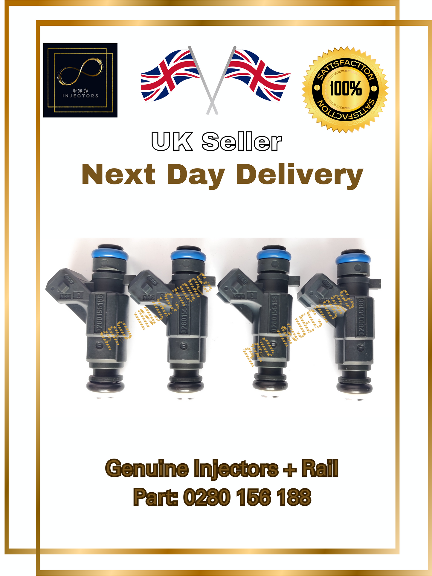 4 x Genuine Honda OEM fuel injectors + Rail for Honda Jazz L13A1 0280 156 188 1.4 I-DSI MK2
