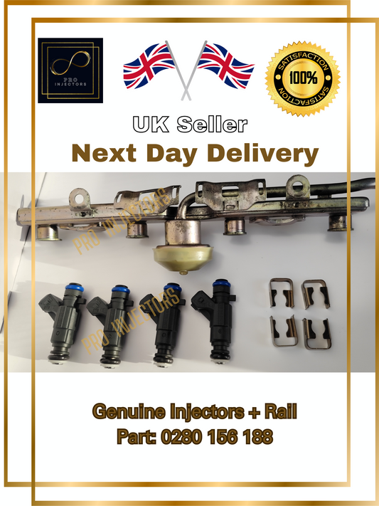 4 x Genuine Honda OEM fuel injectors + Rail for Honda Jazz L13A1 0280 156 188 1.4 I-DSI MK2
