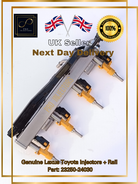 4 Genuine DENSO OEM Fuel injectors + Rail For TOYOTA LEXUS 2.0L HYBRID PART 23250-24030