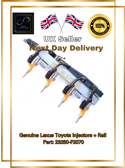 4 Genuine DENSO OEM Fuel injectors + Rail For TOYOTA LEXUS 2.0L HYBRID PART 23250-F2070