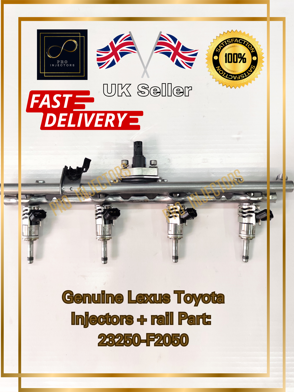 4 Genuine DENSO OEM Fuel injectors + Rail For TOYOTA LEXUS 2.0L HYBRID PART 23250-F2050