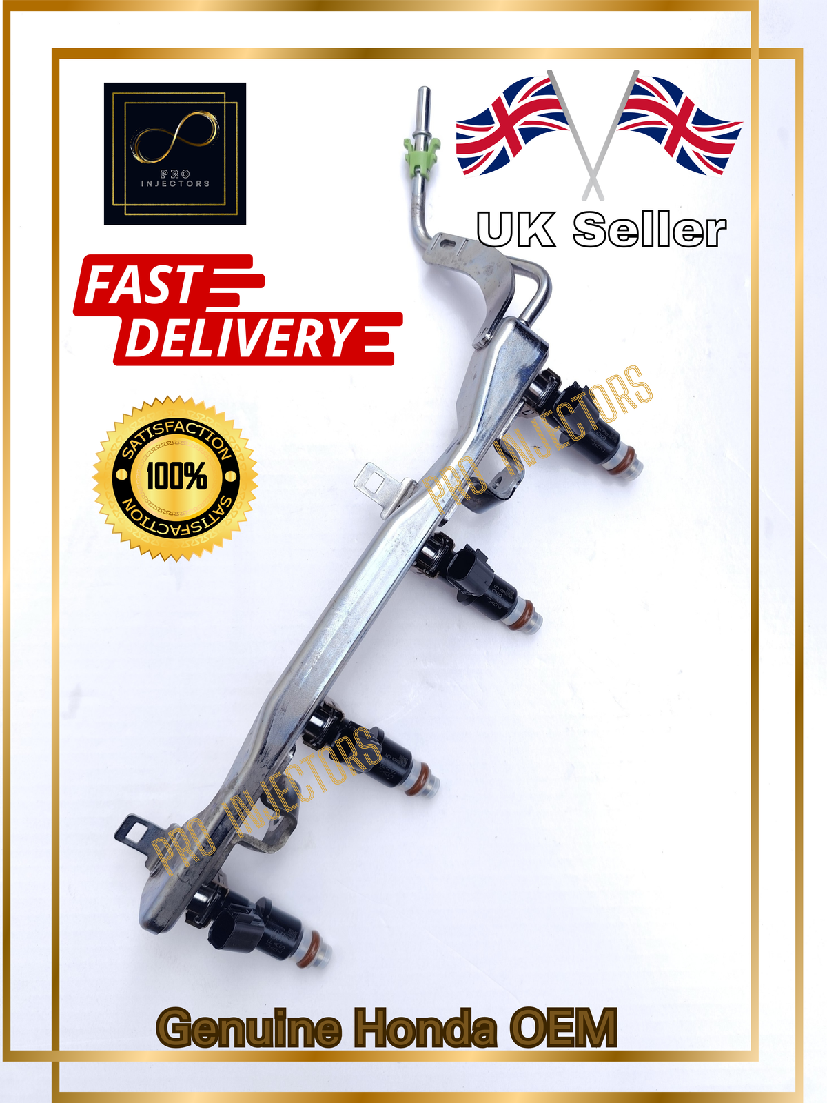 4 x Genuine Honda OEM fuel injectors + Rail for Honda Jazz 1.3L MK4 engine L13B