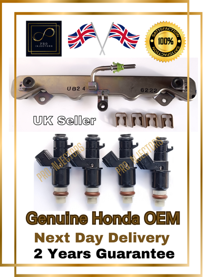 4 x Genuine Honda OEM fuel injectors + Rail for Honda Civic 1.8L I-VTEC
