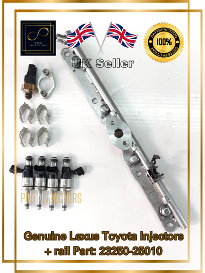 4 Genuine DENSO OEM Fuel injectors + Rail For TOYOTA LEXUS 2.5L HYBRID PART 23250-25010